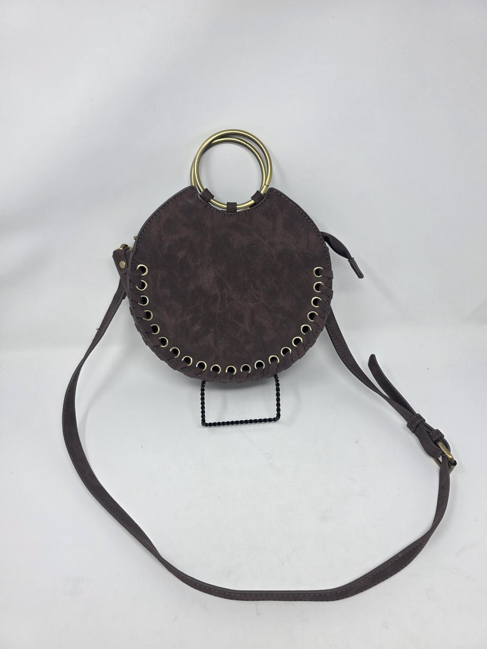Anthropologie Circle Bag with Brass Ring Handles